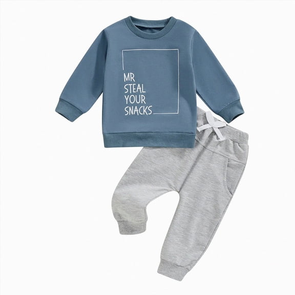 TOWED22 Toddler Baby Girl Clothes Infant Ruffle Long Sleeve Sweatshirt and Pants Set 2 Piece Fall Winter Outfits Size:0-6 M,Color:Blue