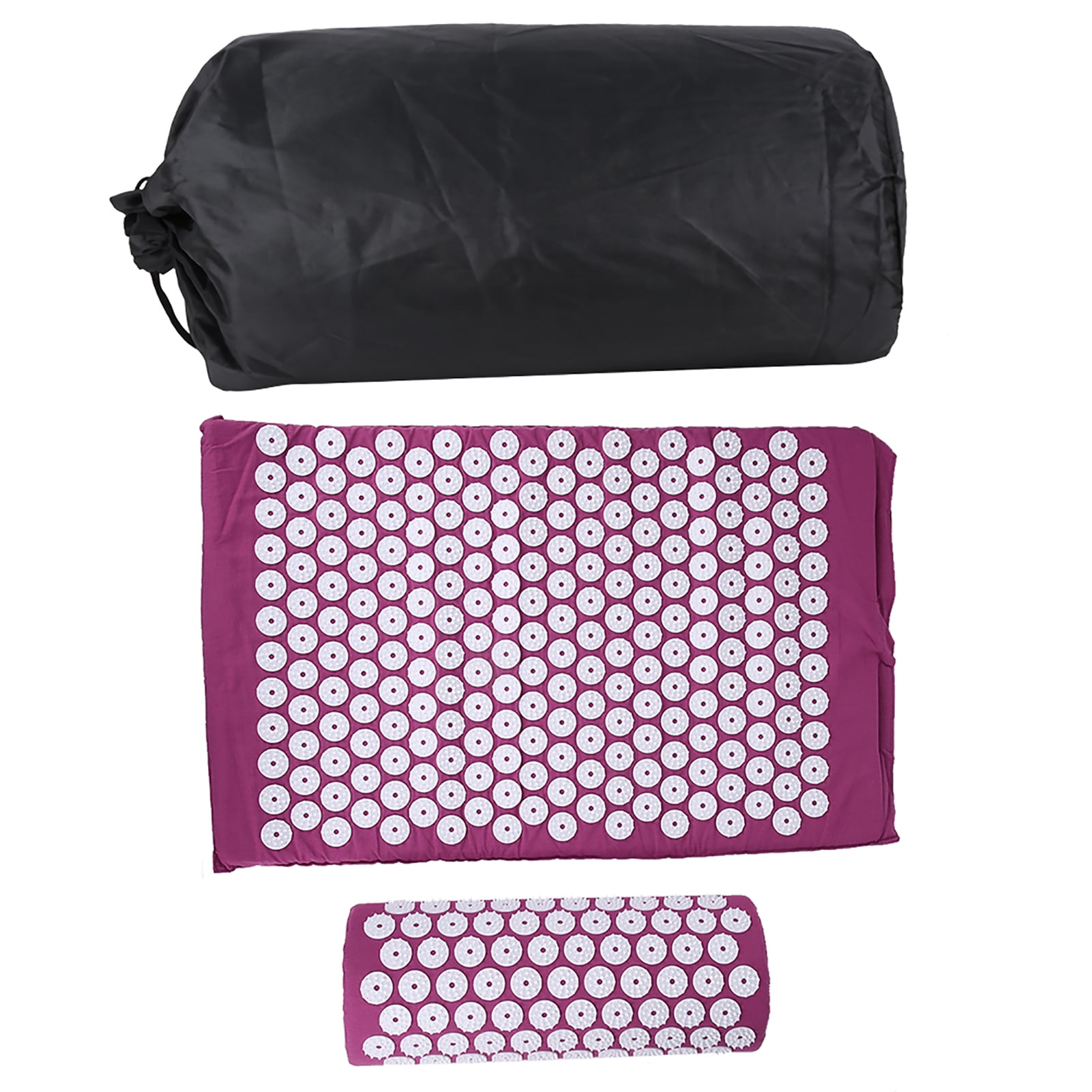 Acupressure Mat Pillow Set Acupuncture Massage Yoga Pad Mat Pain Relief with Carry BagPurple,