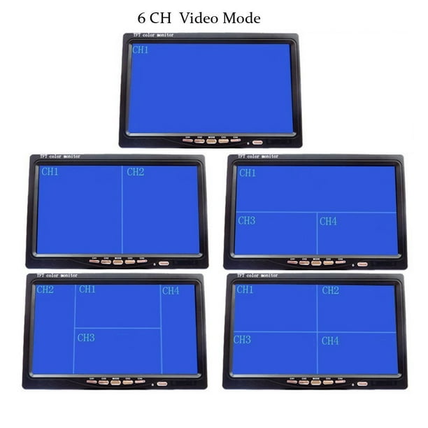 7 4 écran divisé Quad moniteur 4CH entrée vidéo TFT LCD affichage DC 12V  pour système de caméra de recul moniteur de vue arrière de voiture 