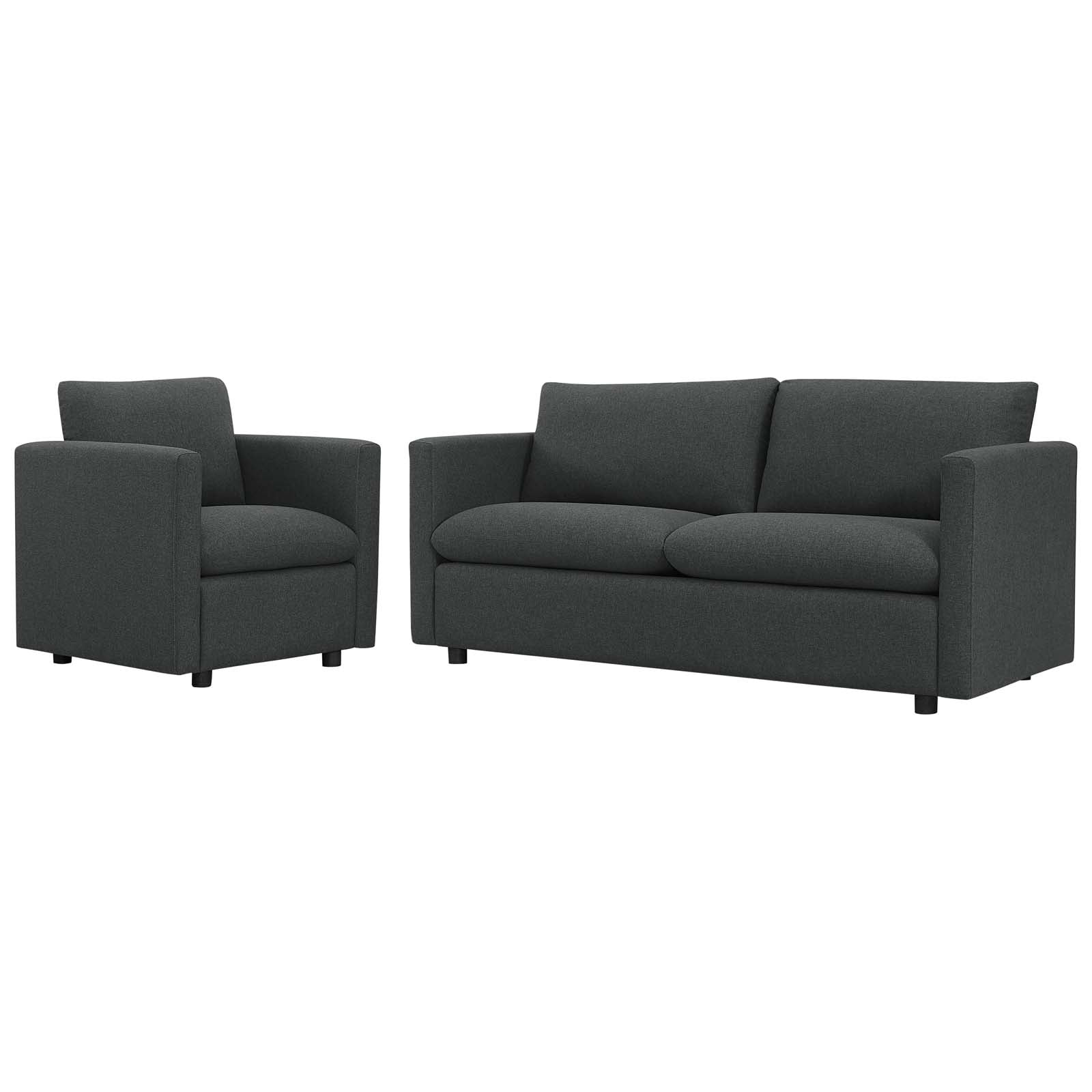 Armchair and Sofa Set, Fabric, Grey Gray, Modern Contemporary Urban