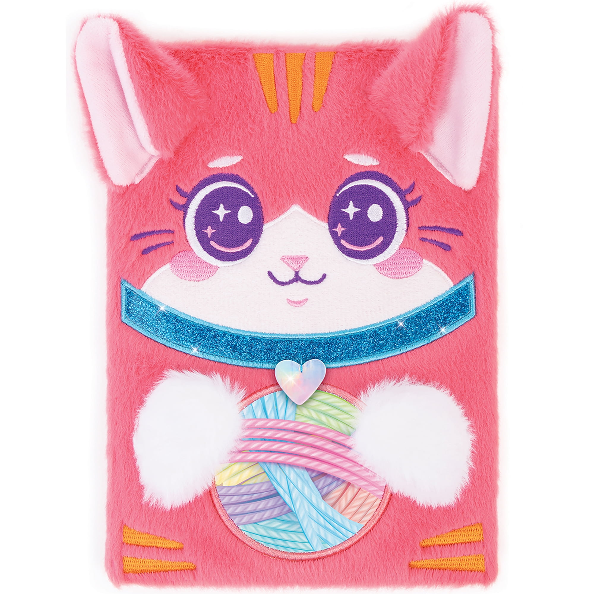 3C4G: Happy Tails Pet Adoption Journal - Cat - Pink Fuzzy Plush Diary, 3D Ears & Paws, Stickers, Custom Animal Adoption Certificate, Girls & Kids 6+