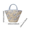 thumbnail image 4 of Bolso Mano Tejido Con Lazo Playa Verano Retales para en La () Azul, 4 of 7