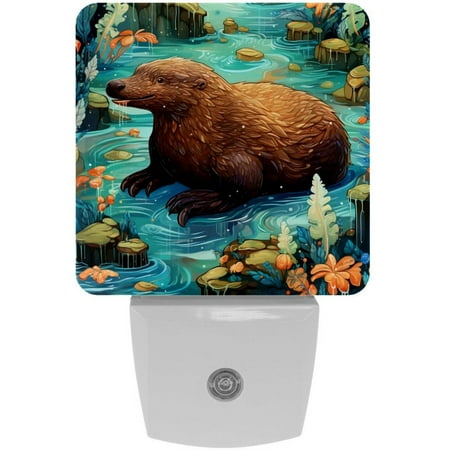 

Platypus LED Square Night Light - Compact and Energy Efficient Illumination for Bedrooms and Bathrooms - Plug-in Wall Lamp with Auto Sensor