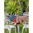 thumbnail image 2 of Outdoor Tablecloth with Umbrella Hole and Zipper, Red Christmas Round Table Cloth 54 Inch Waterproof Tablecloth, Cow Farmhouse Plaid Xmas Botanical Wooden Picnic Table Cover for Patio Camping, 2 of 7
