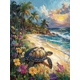 thumbnail image 1 of Qisvanset 12x16 Inch Tropical Sea Turtle Ocean Canvas Wall Art, Rainbow Palm Tree Marine Life Island Paradise Coastal Decor for Home Bedroom, 1 of 8