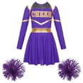 thumbnail image 7 of iiniim Girls Cheerleading Dance Long Sleeve Dress with Flower Balls Stage Performance Purple 12, 7 of 7