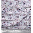 thumbnail image 1 of Soimoi Purple Viscose Chiffon Fabric Leaves & Austin Rose Floral Print Fabric by the Yard 42 Inch Wide, 1 of 3