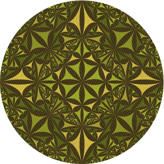 Ahgly Tapis Rond Lavable en Machine Intérieur Transitionnel Jaune Foncé Vert, 8 Pieds Rond