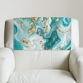 thumbnail image 5 of COEQINE Recliner Headrest Cover Faux Leather Couch Headrest Cover Furniture Slipcover with Adhesive Backed Hook and Loop Straps for Living Room, 17x27 Inch, Marble Teal Gold, 5 of 7