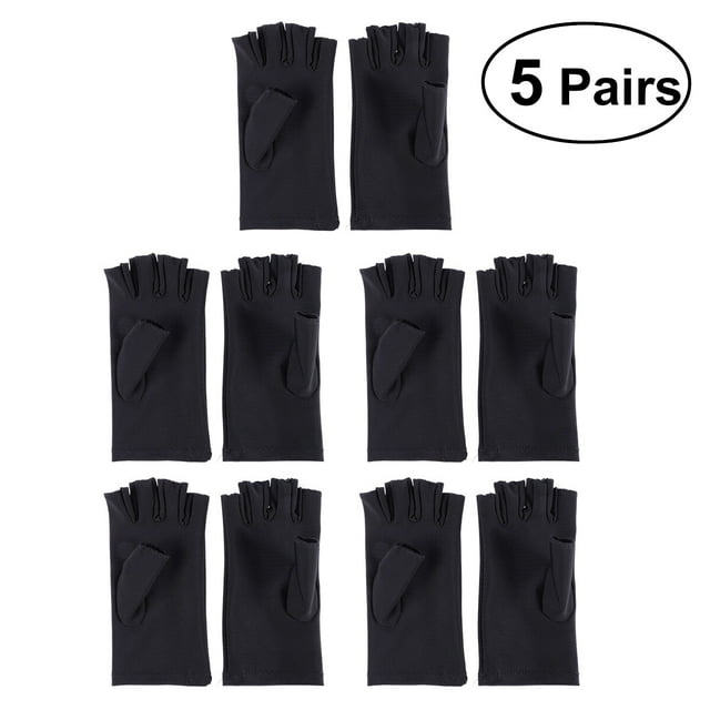 5 pares de guantes de protección UV para uñas, manicura, guantes anti UV, protector de manos para lámpara de luz UV, Radiatio (negro)