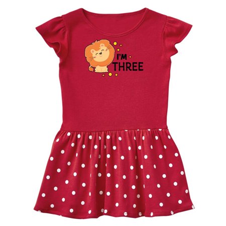 

Inktastic Im Three with Cute Smiling Lion Gift Toddler Girl Dress