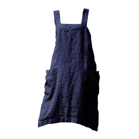 

Cooking Apron with Pockets Long Gift Kitchen Bib for BBQ Women Chef Wife Adults Blue M