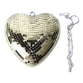 thumbnail image 2 of Sparkling Heart Shaped Mirror Ball With Chain, Decorative Reflective Ornament For Parties Weddings Bars Birthdays 52cm Long Chain, 2 of 8
