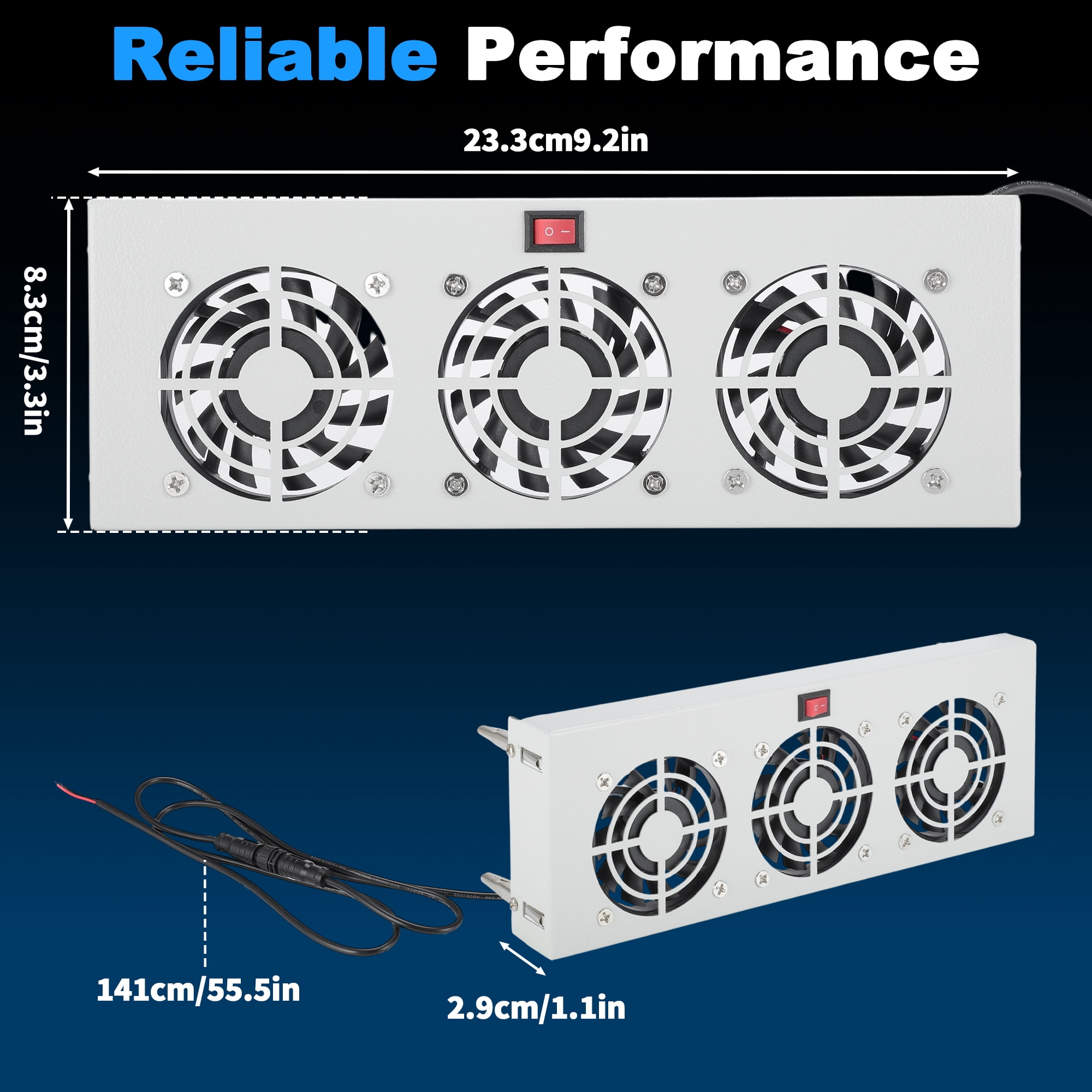 Unique Bargains 12V RV Refrigerator Fan with Three 2.5" Powered Fans 4200 RPM