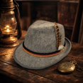 thumbnail image 4 of Wool Fedora Hats for Men Women Wide Brim Felt Panama Hat,One Size, 4 of 5