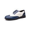 thumbnail image 3 of Fangasis Mens Dress Shoes Comfort Oxfords Lace Up Brogues Driving Non Slip Leather Shoe White Blue 6, 3 of 5