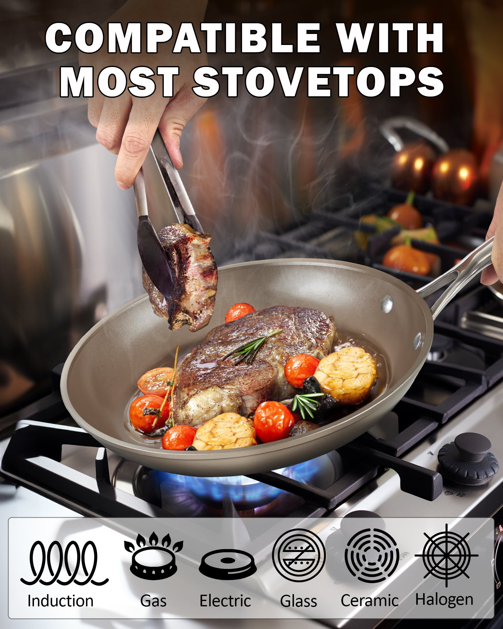 Cooks Standard Classic 8 Inch Hard Anodized Nonstick Frying Pan, Ceramic Cookware Skillet Egg & Omelet Pan, Induction, Compatible with Most Stovetops, Bronze