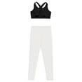 thumbnail image 4 of TiaoBug Kids Girls 2 Pcs Gymnastics Dance Outfits Workout Sport Bra Crop Tank Top with Rhinestones Leggings Athletic Sportswear B White 6, 4 of 5