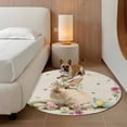 thumbnail image 2 of Easter Cute Bunny Round Area Rug 3Ft Washable Small Circle Rugs for Kitchen Entryway, Eggs Spring Daisy Flowers Vintage Non-Slip Carpet Floor Mats Indoor Outdoor Carpet Runner Aesthetic Home Decor, 2 of 8