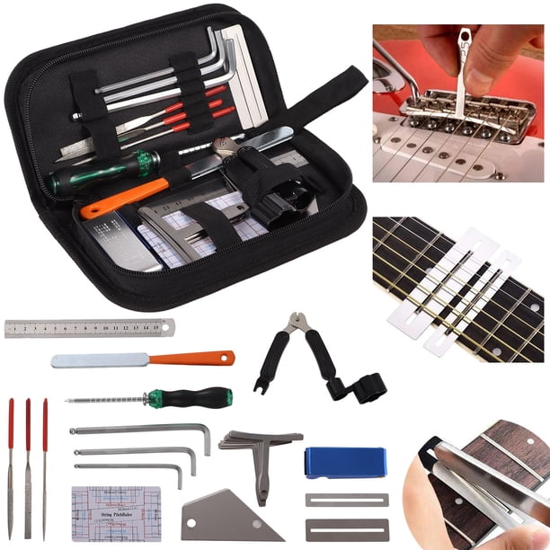 Kit Reparación Guitarra 25 Piezas - Herramientas Limpieza Y Ajuste
