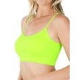 thumbnail image 3 of Zenana Women & Plus Cross Back Padded Seamless Sports Bra Bralette with Adjustable Strap (2PK: Neon Lime/Neon Pink, One Size), 3 of 3