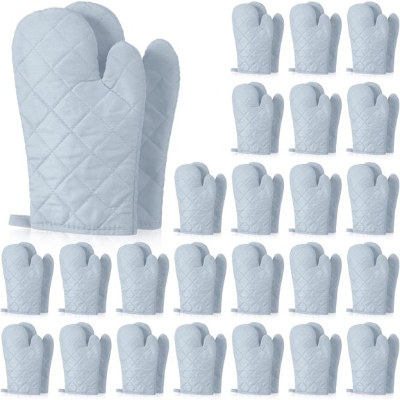 12 Pairs Oven Mitts Heat Resistant Kitchen Oven Gloves Mitts Thick Cotton Quilted Baking Flexible Glove for Cooking Kitchen Grilling 10.6 in(Grey)