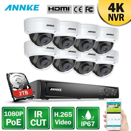 ANNKE 2MP HD PoE Network Video Security System, 8CH 8MP Surveillance NVR with H.265+ Video Compression, 8 Pcs 2MP HD Weatherproof Cameras, APP Push Alert, Remote Access,With 2TB Hard (Best Weather Alert App)
