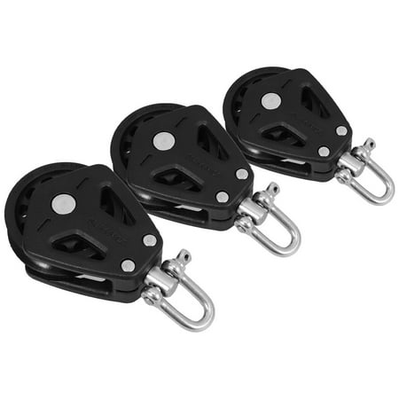 CTIRCHIU 3-Piece Stainless Steel Black Yacht Pulley Set for Sailing Boating Marine Rigging Outdoor and Water Sports Use
