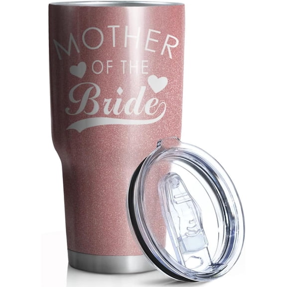 Mother of Bride Tumbler,Double Wall Stainless Steel Vacuum Insulated Water Botter Cups- Gifts for Bridal Shower,Bachelor Party,Bachelorette,Engagement,Wedding (30 oz, Mother of Bride)