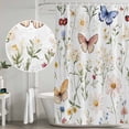 thumbnail image 4 of Farmhouse Butterfly Flowers Shower Curtain Set - Long 72" x 84" Washable Bathtub Curtain with 12 Hooks, Spring Botanical Floral Waterproof Fabric Stall Shower Curtains for Bathroom/Bathtub Décor, 4 of 6