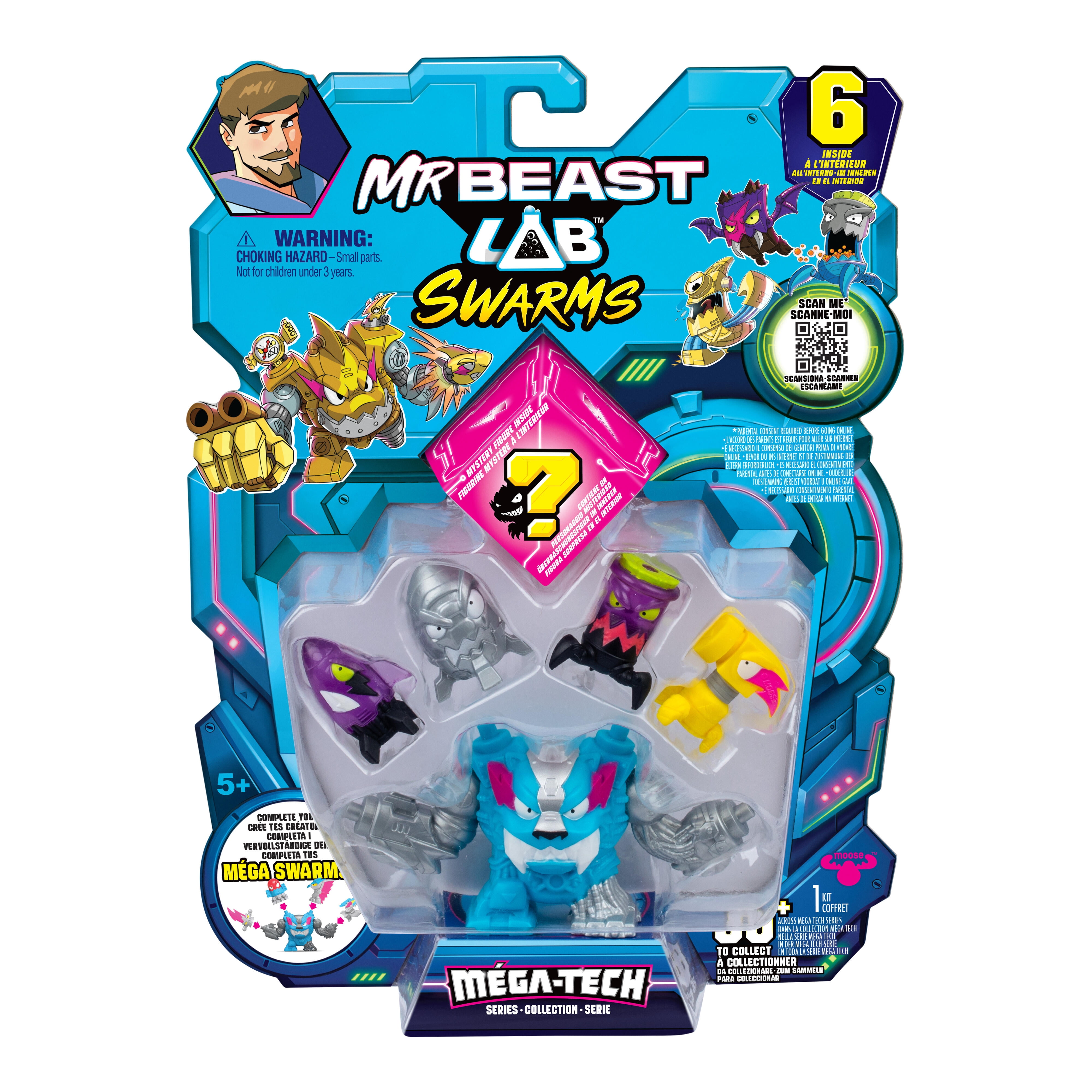 MrBeast Lab Swarms MEGA‑TECH Series: Six pack Includes 5 Micro Beasts, 1 MEGA Swarm, Ages 5+