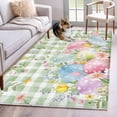 thumbnail image 2 of Easter Eggs Area Rugs Collection 3'x5', Spring Daisy Eucalyptus Leaves Sage Green Plaid Non Slip Indoor Rectangle Throw Runner Rug Floor Mat Carpet for Living Room Dining Table Bedroom Nursery, 2 of 9