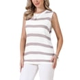 thumbnail image 4 of INSPIRE CHIC Crochet Tank Top for Women's Stripe Sleeveless Summer Hollow Out Vacation Casual Vest L Khaki White, 4 of 6
