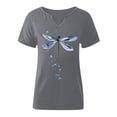 thumbnail image 4 of DHFJKG Womens Short Sleeve T Shirt Casual Dragonfly Print V Neck Loose Fit Graphic Tee Summer Daily Wear Versatile Tops, 4 of 4