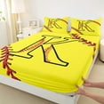 thumbnail image 3 of Homewish Initial K Letter Full Size Sheets for Teen, Baseball Sports Lover Bed Sheets, Cartoon Softball Print Sheet Sets, Luxury Bedroom Decor, 4-Piece, 3 of 7
