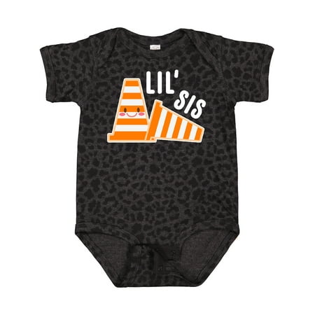 

Inktastic Lil Sis with Construction Cones Gift Baby Girl Bodysuit
