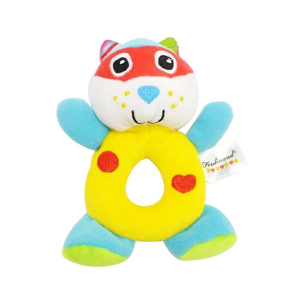 Cute Animal Baby Hand Circle Bell Rattle Stick Infant Children Funny Plush Toys(Cat)