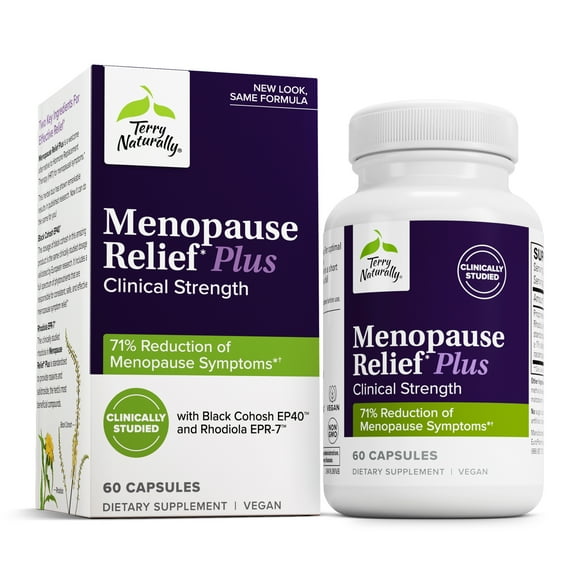Terry Naturally Menopause Relief Plus - Rhodiola & Black Cohosh Complex, 60 Vegan Capsules