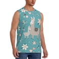 thumbnail image 2 of Fotbe Men's Teal Mama Llama Print Men's Sleeveless Muscle Tank Tops Casual T-Shirts for Gym Workout Beach-Small, 2 of 8