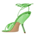 thumbnail image 3 of FSJ Women Graceful Rhinestones Square Open Toe Sexy Lace Up Heels Strappy Sandals Slanted Stilettos High Heel Prom Shoes Size 6 Green, 3 of 4