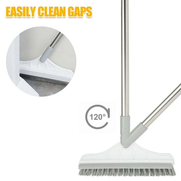 LandHope Long Metal Handle Kitchen Floor Scrub Brush Rotatable and Bathtubs  Cleaner Tile Brush Beige 