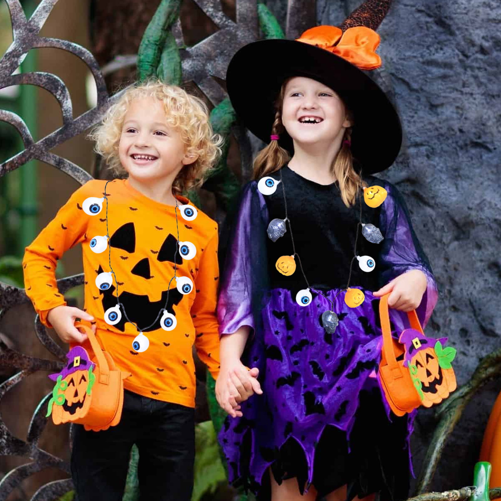 Follure〗Halloween Necklace With Light Up Pumpkin Halloween Party Favors For  Kids Orange - Walmart.com