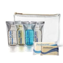 Kit de Toilette de Voyage FreshScent 6 Articles en Vinyle avec Fermeture Éclair Lot de 8