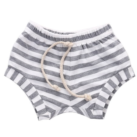 

Genuiskids Toddler Infant Girls Boys Stripe Pants Harem Pants Cut Training Drawstring PP Bottoms Baby Short French Terry Summer Short Pants 3M-4T