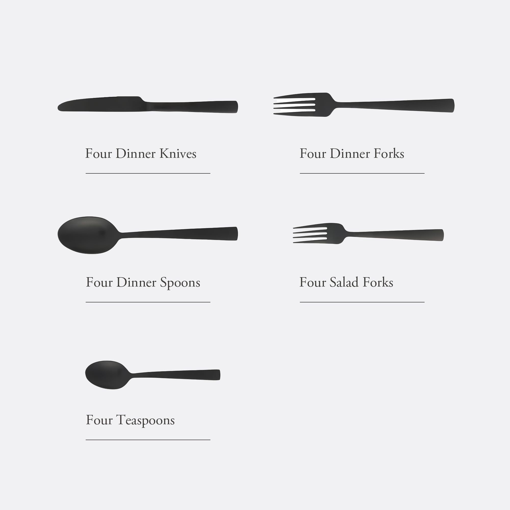 Gibson Elite Earlston 20 Piece Stainless Steel Flatware Set in Black