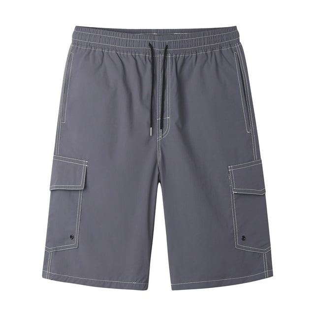 ohmzyzo Mens Swim Trunks Quick Dry Summer Beach Board Shorts Elastic Waist Drawstring Cargo Sweatshorts with Pockets