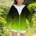 thumbnail image 3 of Girls Long-Sleeve Sweatshirt New Zip up Hoodies for Girls Gradient Sequin Hooded Sweatshirts Long Sleeve Pullover Tops Fall Jacket Coats with Pockets Green 6-7 Years, 3 of 4