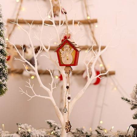 

WOXINDA New Christmas Ornaments White Edge Five-Star Round Wooden Pendant