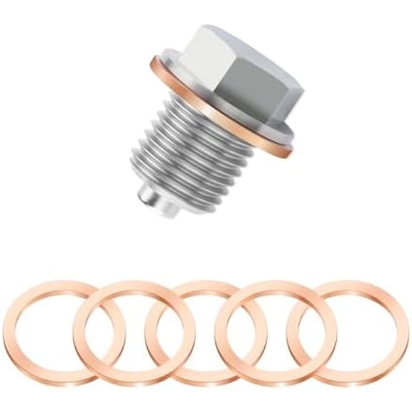 M14x1.5 Magnetic Oil Drain Plug Kit,Stainless Steel Oil Pan Drain Plug with 5PCS Gaskets,Automotive Replacement Engine Oil Drain Plugs Car Accessories for Most Vehicles (M14*1.5) M14*1.5 M14*1.5