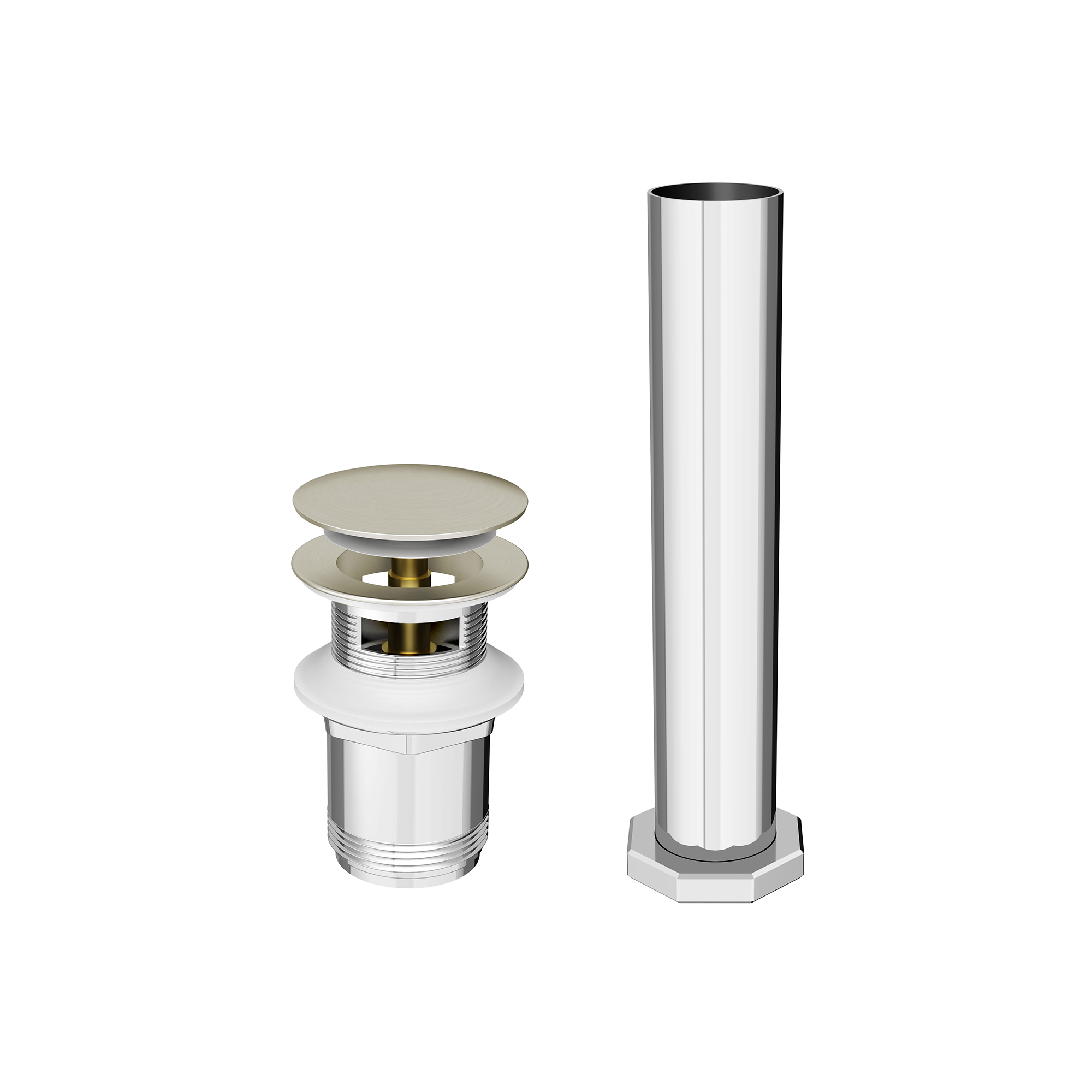 Osmond Freestanding Bathtub Drain Blank Kit - Brass Tailpiece For Floor Standing Tubs